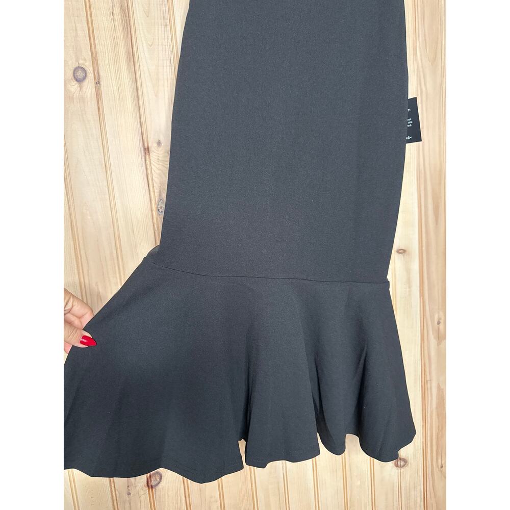 NWT Lulus Moment Maker Black Square Neck Trumpet Midi Dress Party Elegant Size S - Picture 5 of 8